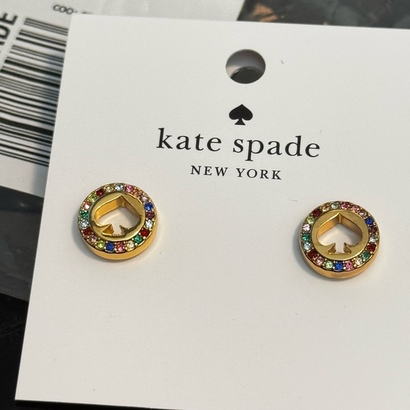 NWT kate spade Spot The Spade Pave Halo multicolor Studs earrings - Picture 7 of 7